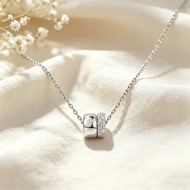 Double Ring CZ Necklace