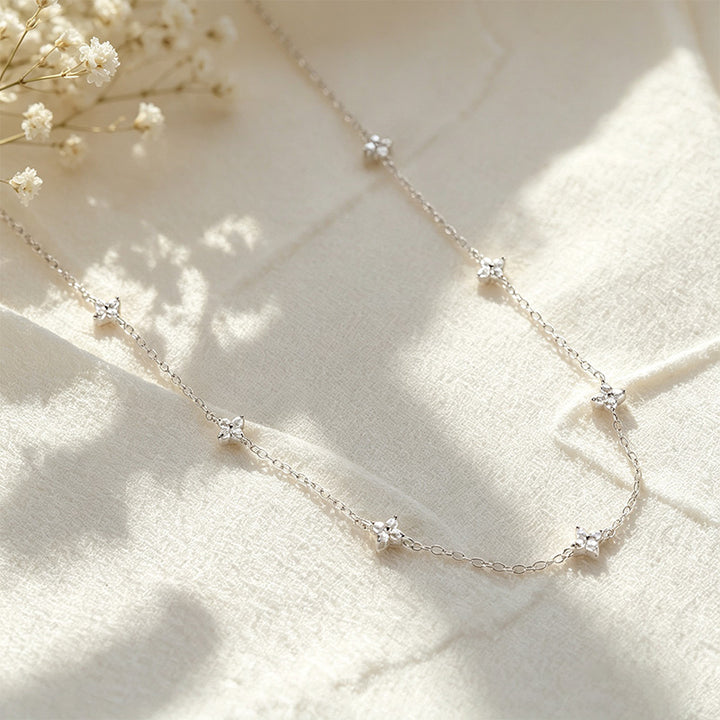 CZ Flower Collarbone Necklace