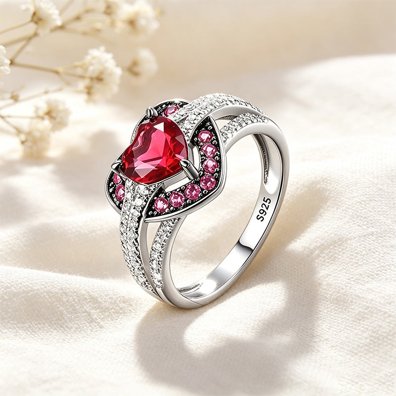 Moissanite Heart Halo Ring