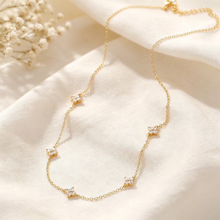 CZ Flower Collarbone Necklace