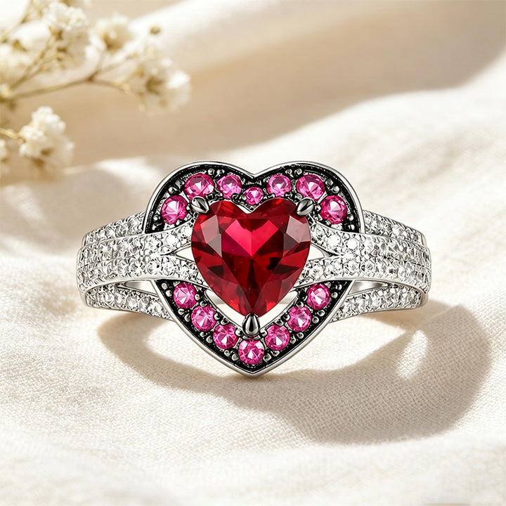 Moissanite Heart Halo Ring