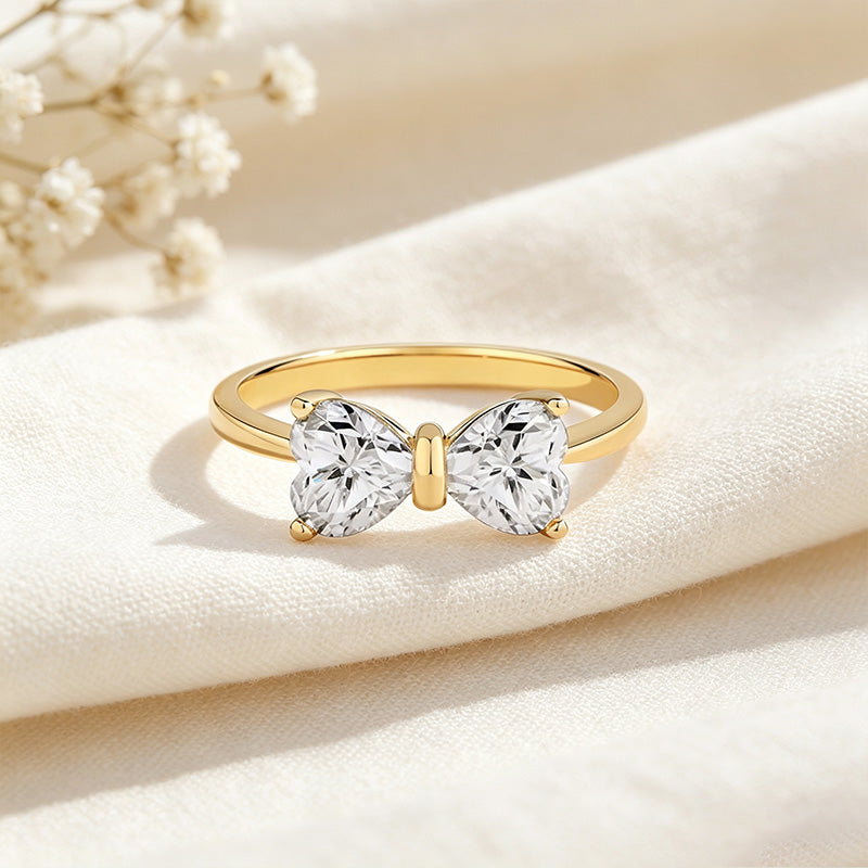 Heart Bow Moissanite Ring