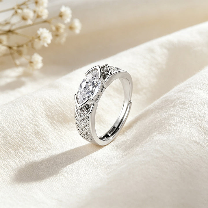 Marquise Moissanite Paved Ring