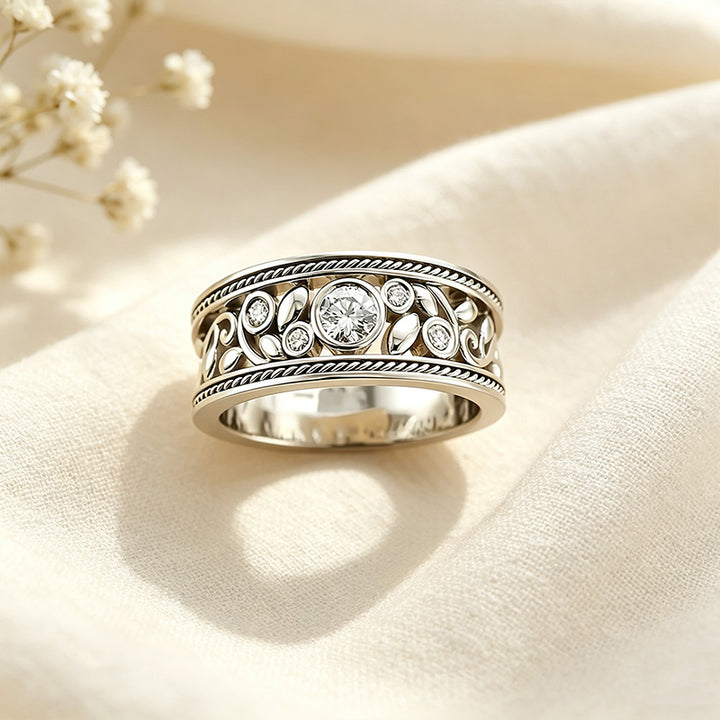 Openwork Floral CZ Ring