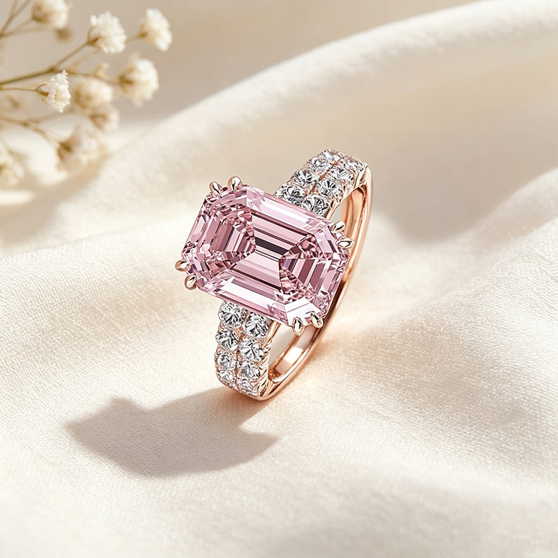 Square Cut Pink Stone Ring