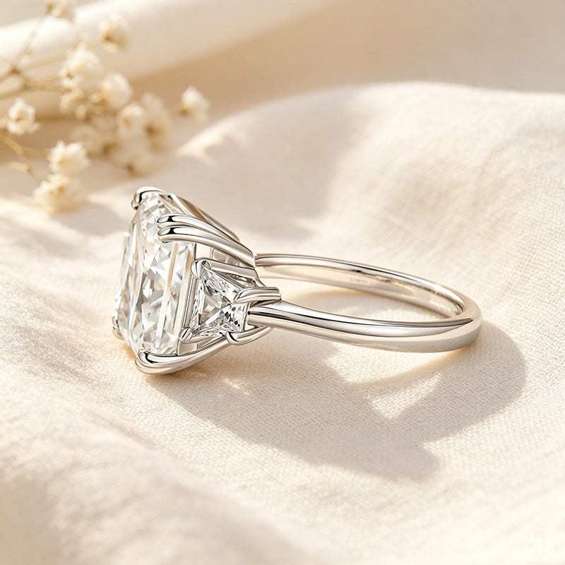Radiant-Cut Three-Stone CZ Ring