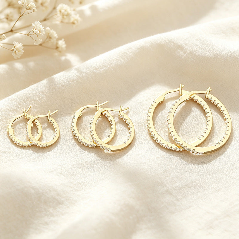 CZ Paved Hoop Earrings