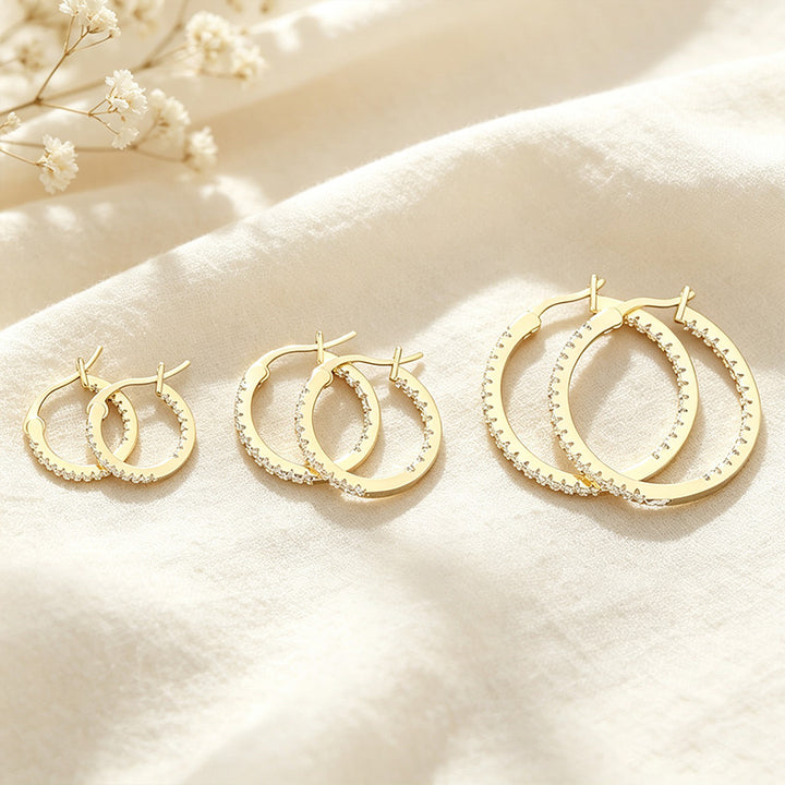 CZ Paved Hoop Earrings