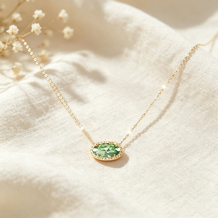 Oval Zircon Pendant Necklace