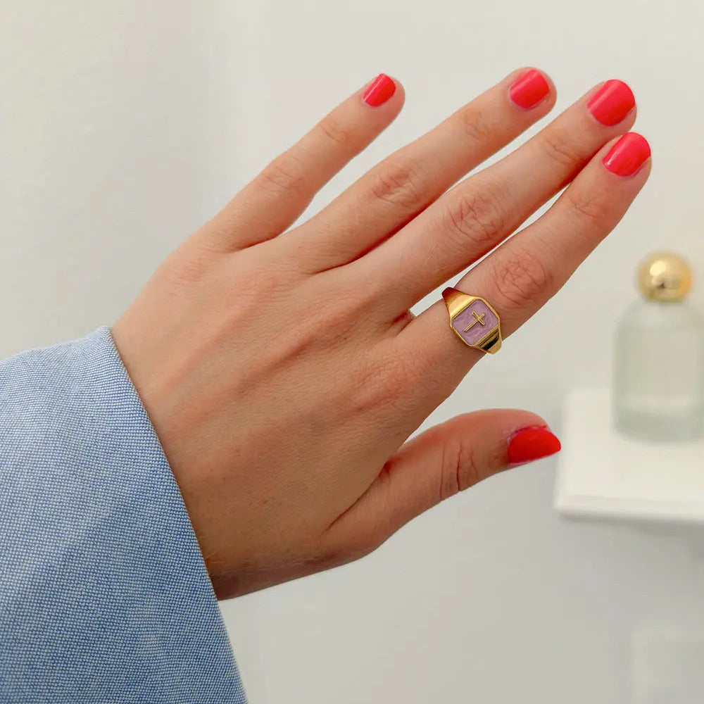 Enamel Cross Ring