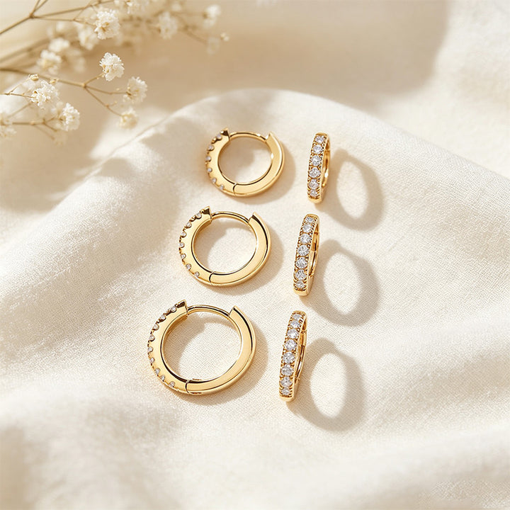 CZ Hoop Earrings Set