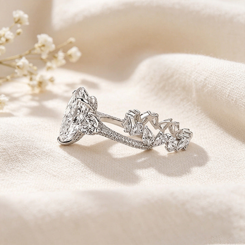 Pear-Shaped Three-Stone CZ Ring Collection