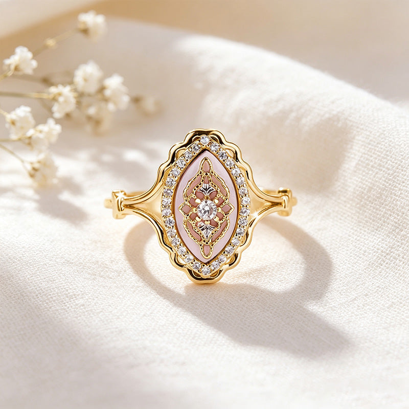 Oval Mother-of-Pearl Halo Ring