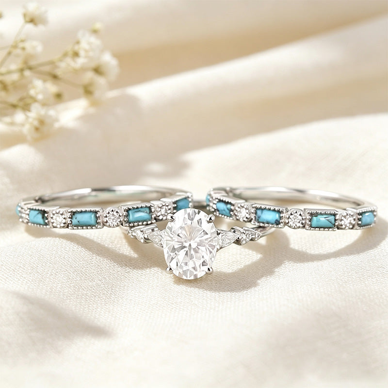 Moissanite Cluster Ring Set