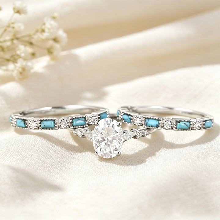 Moissanite Cluster Ring Set