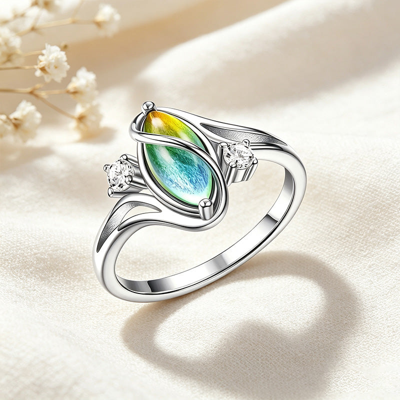Iridescent Oval Crystal Ring