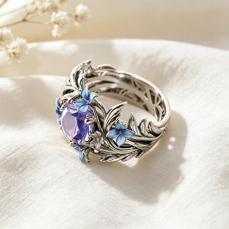 Sapphire Floral Vine Ring