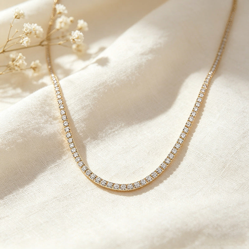 Full-diamond collarbone necklace