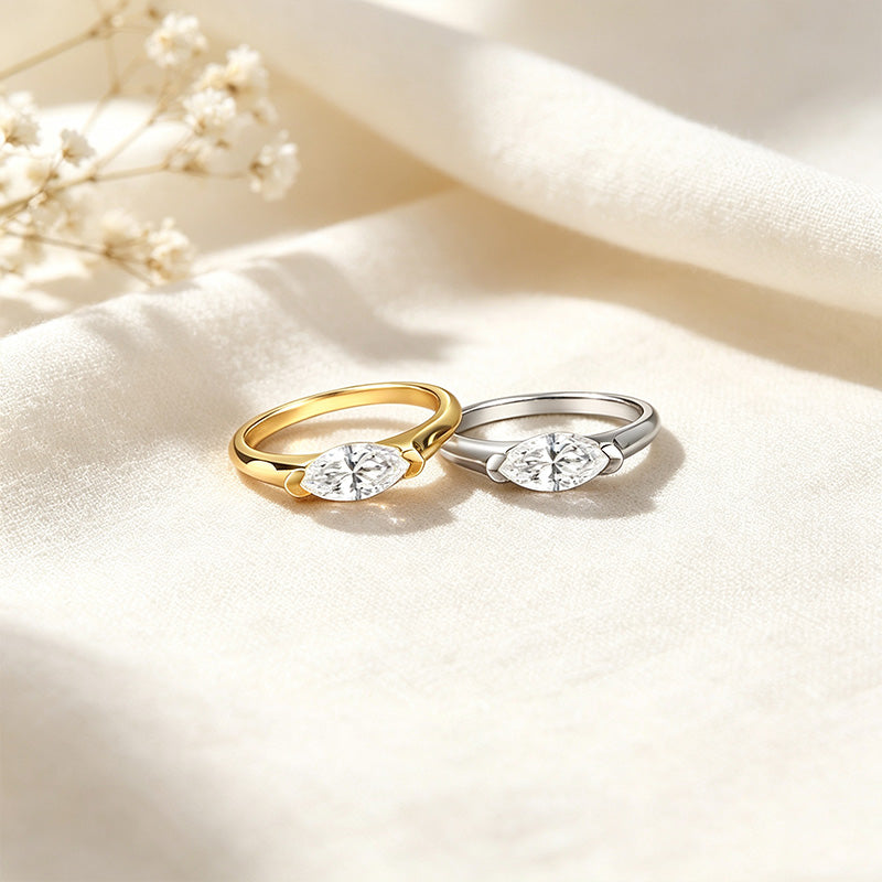 Marquise-Cut Moissanite Ring