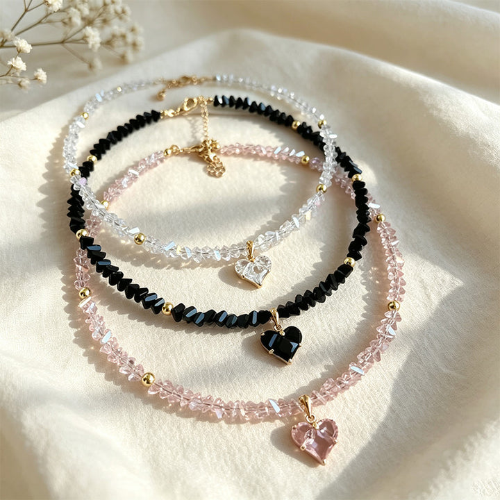 Heart-Shaped Zircon Bead Necklace