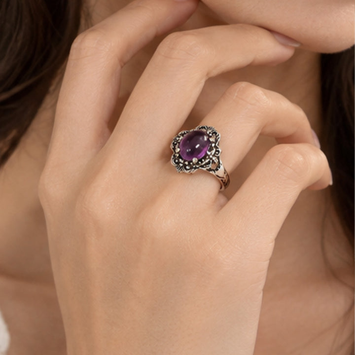 Amethyst Lace Band Ring