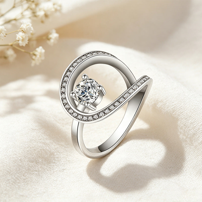 Moissanite Swirl Ring