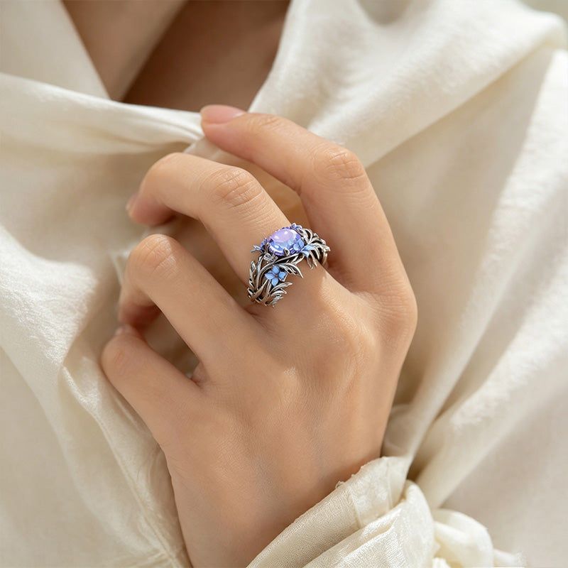 Sapphire Floral Vine Ring