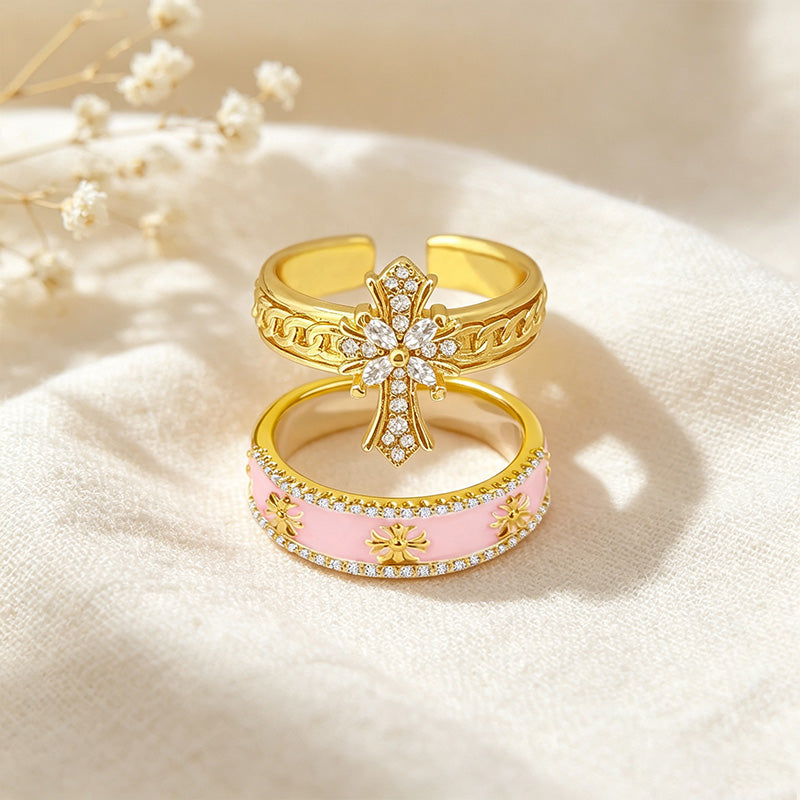 Openwork enamel ring