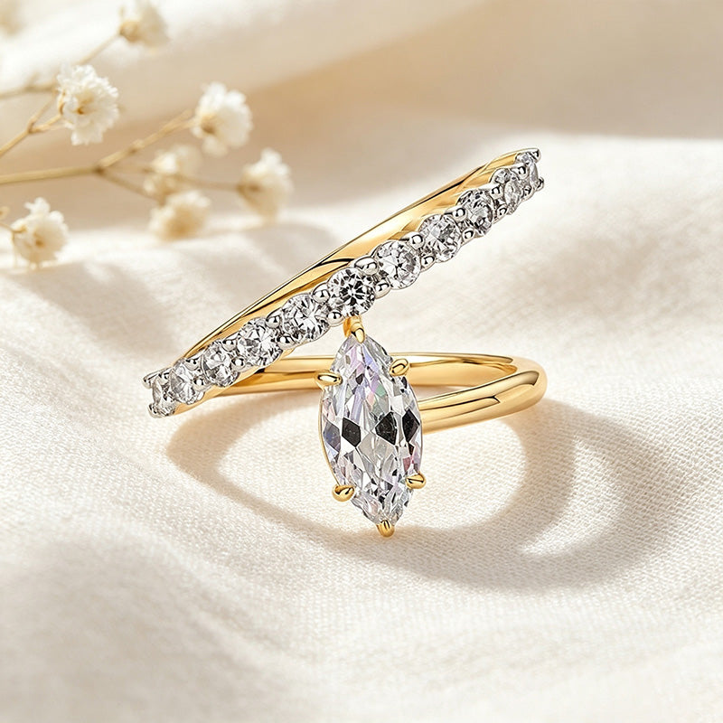 Marquise-Cut Diamond Row Ring
