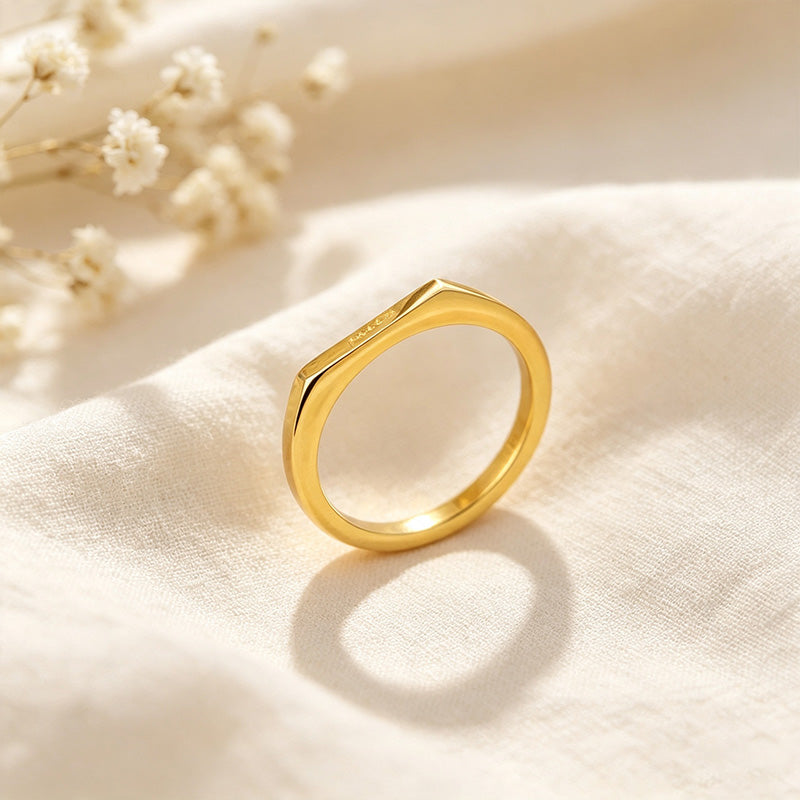 Minimalist Engraved Plain Band Ring