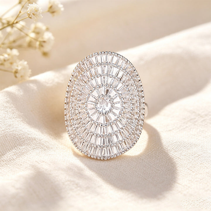 Oval Sunburst Paved Ring