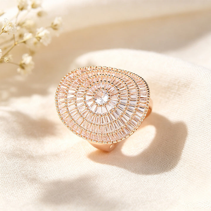 Oval Sunburst Paved Ring