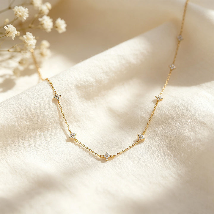 CZ Flower Collarbone Necklace