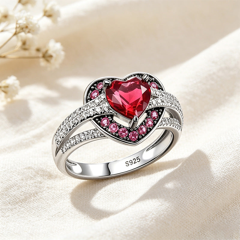 Moissanite Heart Halo Ring