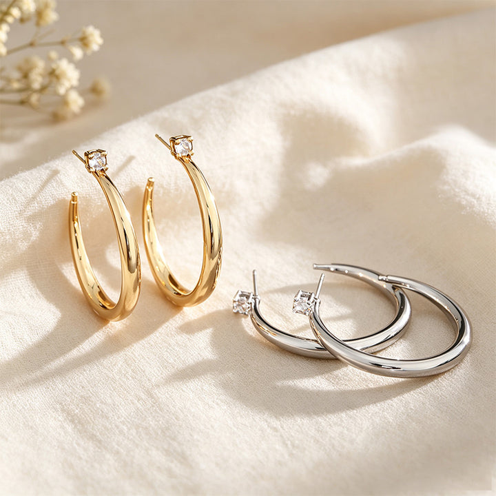 CZ Square Hoop Earrings