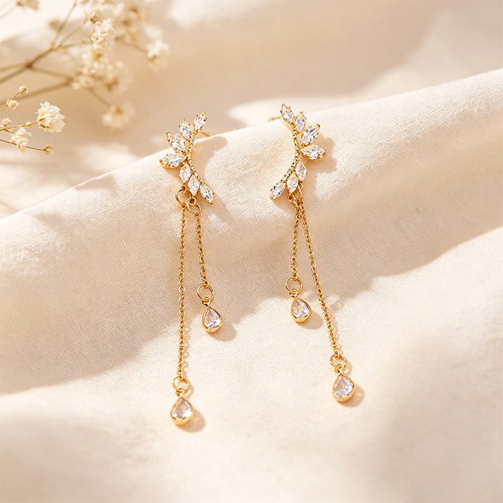 Zircon Tassel Drop Earrings