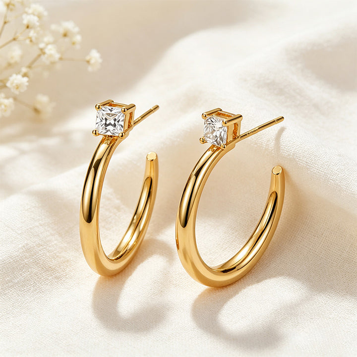 CZ Square Hoop Earrings