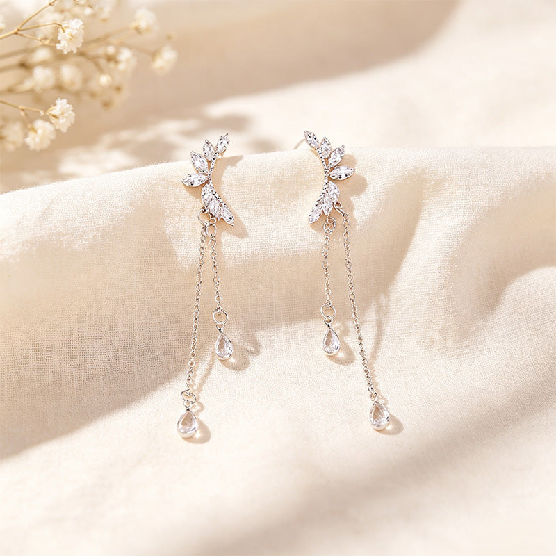 Zircon Tassel Drop Earrings