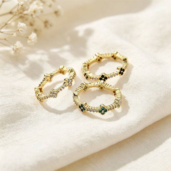 Four-Leaf Clover CZ Ring