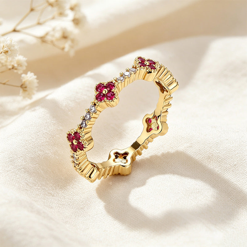 Four-Leaf Clover CZ Ring