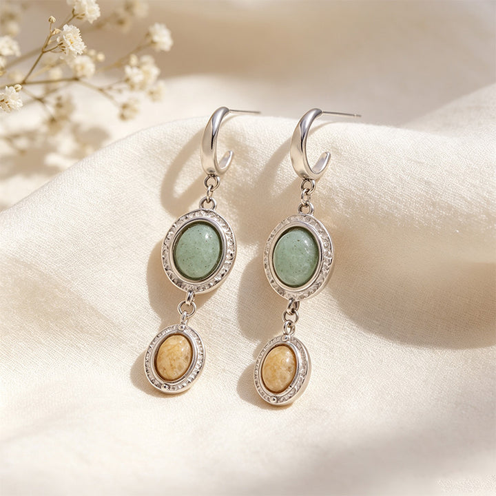 Natural Stone Disc Earrings