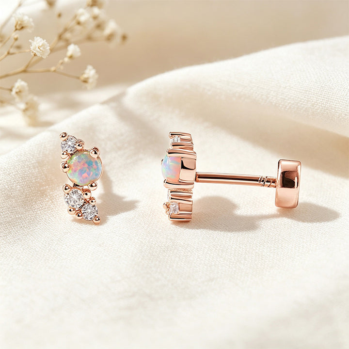 Opal Flower Stud Earrings