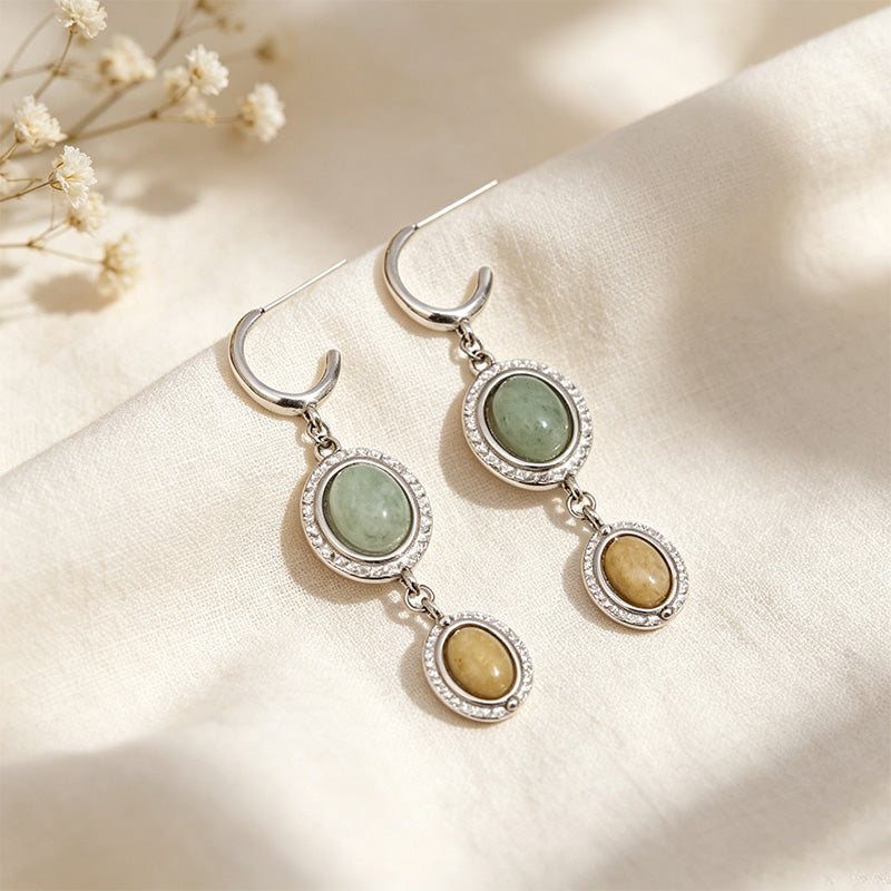 Natural Stone Disc Earrings