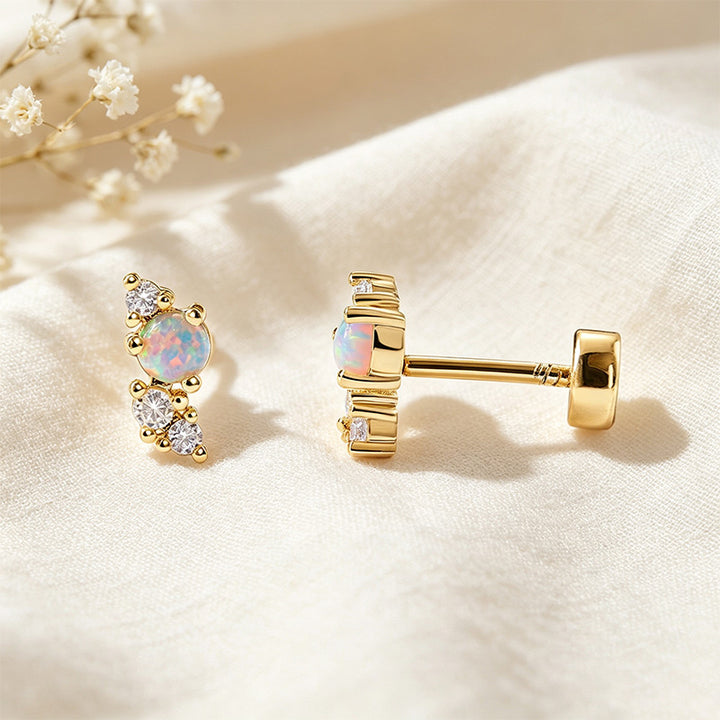 Opal Flower Stud Earrings