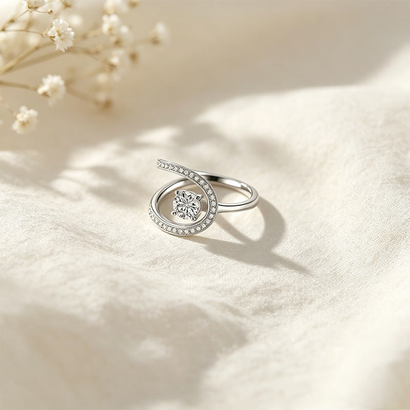 Moissanite Swirl Ring