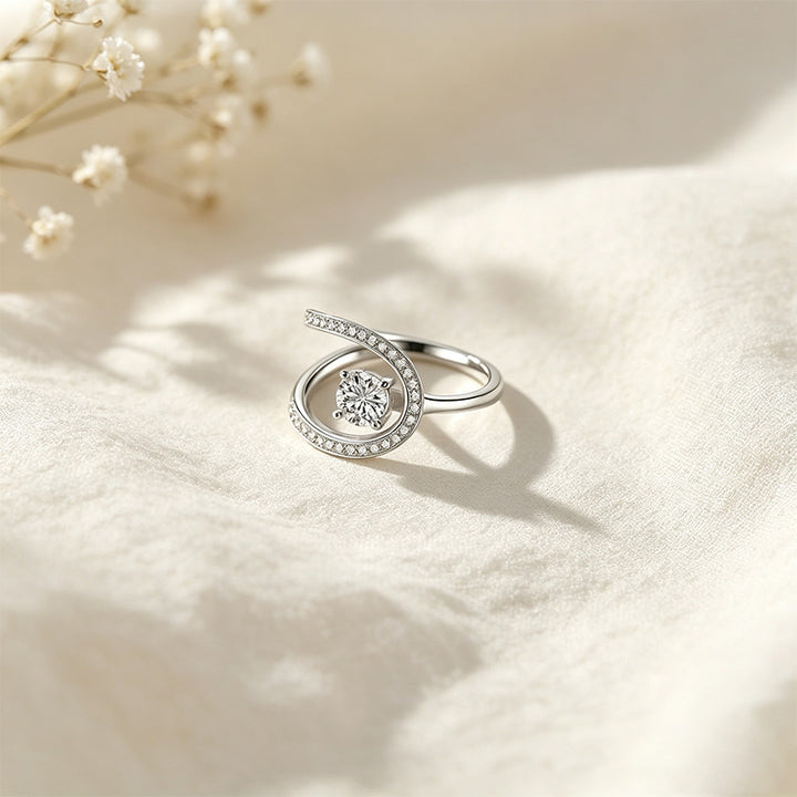 Moissanite Swirl Ring