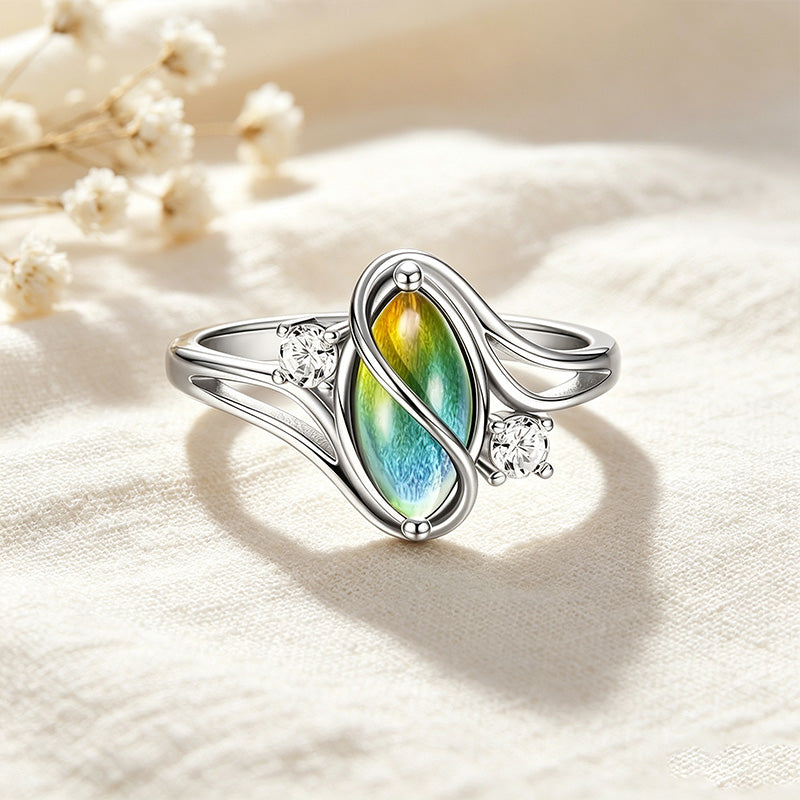 Iridescent Oval Crystal Ring
