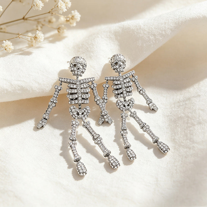 Crystal Skeleton Drop Earrings