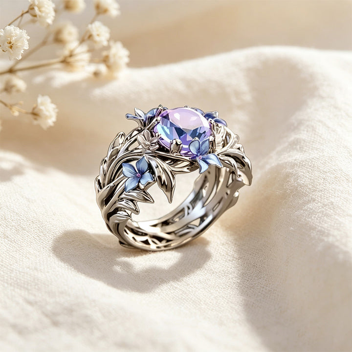 Sapphire Floral Vine Ring