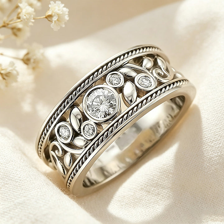 Openwork Floral CZ Ring